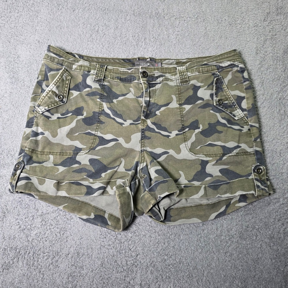 Torrid Womens 20 Shorts Green Camouflage Utility Cuffed Cotton Spandex